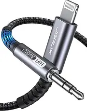 [JSAUX] Lightning to 3.5mm Audio Cord 6FT, [Apple MFi Certified] Aux Cable Compatible With iPhone 14/13/12/11/X/XR/XS Max, Car Stereo - Grey