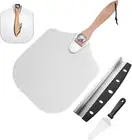 Aluminum Pizza Peel Set 12 x 14 Inch Metal Pizza Spatula Paddle with Foldable