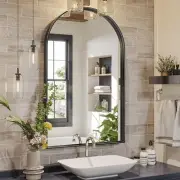 Arched Mirror, Arched Wall Mirror, 24 X 40 Inch Black Arch Mirror, Metal Frame B