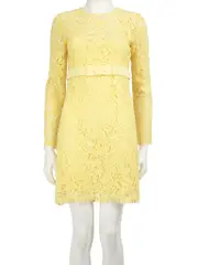 Yellow Lace Bow Accent Mini Dress