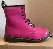 Dr. Martens 1460 Hot Pink Combat Ankle Boot Size 6Y Lace Up Patent Lamper