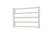 Radiant RTR03 Round Bar Heated Towel Rail - 750 x 550mm - Brushed Satin - Stainless Steel- Bottom Left/Top Right Wiring
