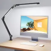 LED Desk Lamp with Clamp, Dual Light Desk Lamp with Swing Arm, 4 Color Modes