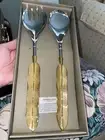 SHIRALEAH Feather Salad Server Set "New-In-Box"