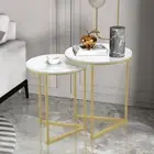 2PCS Natural Stoned Nesting Coffee Table End Side Tables 40/50CM Combined Tables