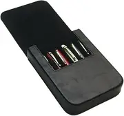 6Slots Leather Fountain Pen Case Collector Organizer - Handmade Pen Case Vintage Crazy Horse Print Leather Pen Protective Sleeve Cover Pen Storage Gift Box (6slot-Black)