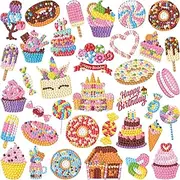 MDCGFOD 36Pcs 5D Diamond Painting Stickers for Kids Kits by Numbers Cute Animals Creative Art Crafts Girls Ages 8-12 Easy Adult Beginners to DIY (Sweet) (XHXH23)