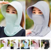Womens Summer Sun Hat Face Cover Neck Flap Outdoor Beach Anti UV Wide Brim