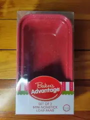 NEW Baker's Advantage Set of Two Mini Nonstick Loaf Pans RED