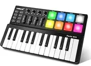 Vangoa MIDI Keyboard Controller 25 Keys, Worlde Panda MINI USB Midi Keyboard with Drum Pads, Beat Maker Machine Pad, Black