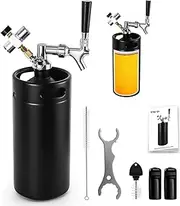 Dbgogo 128 OZ Mini Keg Growler Beer Tap System, 0-60 PSI Keg CO2 Regulator Stainless Core Draft Beer Faucet Self-Closing Spring Brew Hose Kegerator Craft Carbonation Dispenser for Small Refrigerator