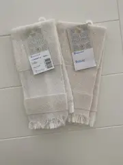 Charles Craft PARCHMENT Cross Stitch 14 ct 2 Border Fingertip Towels Vintage NWT