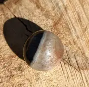 AGATE MARBLE SPHERE, 20MM BLACK W/ ORANGE QUARTZ MADAGASCAR AGATE MARBLE