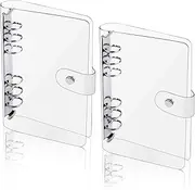 2 Pack A5 6 Ring Soft Cover Binder with Snap Button, Transparent PVC Notebook Cover for Journal Sleeves (23.3 * 18cm)