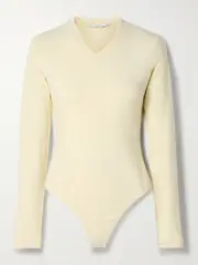 [Proenza Schouler White Label] Proenza Schouler White Label - Delaney Ribbed Brushed-jersey Bodysuit - Yellow - small small Yellow