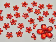 1000 Red Acrylic Flatback Faceted Flower Rhinestone Gems 6mm