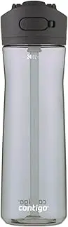 [Contigo] Ashland 2.0 Autospout Water Bottle 709ml - Autospout Technology, One-Handed Drinking, Leak-Proof, Protective Spout Cover, Angled Straw, Button Lock, BPA-Free - Sake/Grey