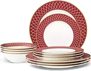 [Noritake] Crochet 12-Piece Dinnerware Set, Service for 4