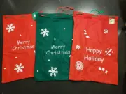 Lot of 3 Christmas Reusable Fabric Drawstring Gift Bags 17.5" x 26", New