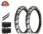 ALTA 20 X 2.35 SEMI-SLICK STREET PARK FIRE BALL GRAPHIC TIRES BMX BIKE WHITE 6PC