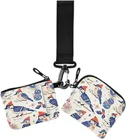 [miaozhen] Delicate Cartoon Woodpecker Dark Blue Winter Women's Dual Wallets Busniess Card Cases Thin Flat Coin Purse Change Holder with Keychain for Ladies 2 Pcs para meter tarjetas de credito, delicate cartoon