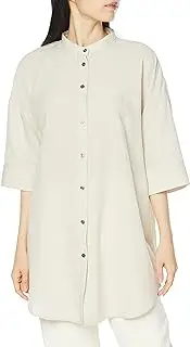 [Bonjour Sagan] Women's Shirt, Back Ruffle Banded Collar Shirt