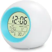 LED Alarm Clock Digital Kids Alarm Clock Light Temperature Indoor Night Light Bedside Lamp 7 Colors