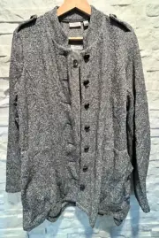 NWT Women's LOGO by Lori Goldstein Tunic Swing Miltary Jacket Epaulets Gray S