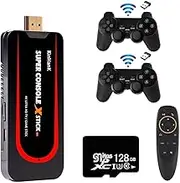 KINHANK Super Console X Stick Retro Game Console Built-in 41000+ Games 4K Output Plug and Play Video Game Console with 2 Controllers Compatible with PS1/PSP/MD (128G)