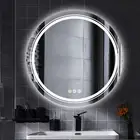 80/90cm Circle LED Illuminated Bathroom Mirror Makeup Vanity Anti-fog Easy Hang