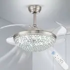 Qieynel 42" Crystal Ceiling Fans Chandeliers Remote Ceiling Fan with Lights L...