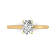 14K Yellow Gold Solitaire Promise Ring, 1 ct Oval Cut Simulated Diamond