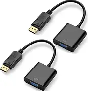 2-Pack DisplayPort to VGA Adapter, Gold-Plated DP Male to VGA Female Converter - Compatible with Computer, Desktop, Laptop, Monitor, Projector & HDTV (1920x1080@60Hz)