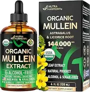 USDA Organic Mullein Drops for Lungs - Mullein Leaf Extract Supplement - Made in USA - Lung & Bronchial Cleanse for Smokers - Respiratory Health Support - As Liquid, Tincture, Tea, Pills - 4 fl oz