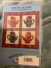 Kitty Blend applique quilt pattern wall hanging teacups cats country