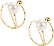 [TINEASUR] Gold Earrings Women Flat Back Pearl Clip Earrings Ear Cuff for Teen Girls