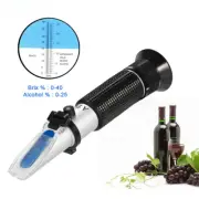 0-40% Brix 0-25% Alcohol Grapes Wine Refractometer Handheld Concentration Meter