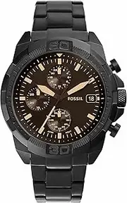 [FOSSIL] Men's Black Stainless Steel Bronson Analogue Watch, 44mm