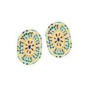 BULK 5 Geometric Oval Acrylic Charms - K044