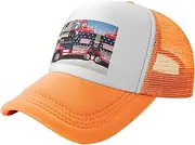 [MDATT] 4th of July Patriotic Truck Mesh Baseball Cap Adjustable Twill Bulk with Ponytail Hole Washed Dad Hat for Men Women