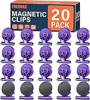 FINDMAG 20 Pack Magnetic Clips for Photo Display and Photo Magnetic Clips, Heavy Duty Scratch-Free Fridge Magnets, Strong Clips for Picture Hanging, Whiteboard, Kitchen, Office, School, 30mm Wide.
