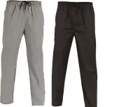 3 PK CHEF POLYESTER COTTON DRAWSTRING CHEF PANTS- GREAT QUALITY BLACK OR CHECK