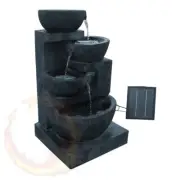 Gardeon 4 Tier Solar Powered Water Fountain with Light Blue