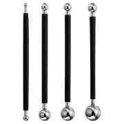 4Pcs Modeling Ball Tools, Stainless Steel Embossing Stylus Tool, Black