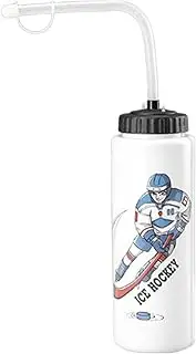 1l Hockey Water Bottle - Portable Anime Water Bottle with Long Straw, Large Capacity Ice Hockey Water Bottle, Easy Squeeze Bottles Sports Water Bottle for Sport Baseball Cycling Gym