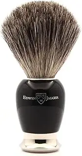 Edwin Jagger 81SB586AMZ Classic Pure Badger Exfoliating Shaving Brush for Shaving Cream or Shaving Soap for Men and Women (Black)