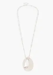 [Taking Shape] Taking Shape Shiny Oval Necklace in Silver - Women's Accessories Silver