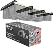 HANDT Overhead Garage Storage Rack, Connectable Heavy Duty Metal Ceiling Rails for Garage Storage Organization Shelving System, Hanging Racks for Tote Containers, Supports Up to 6 Bins, 4 Sets Black