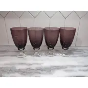 Dansk Crystal Madras Goblets Set, Amethyst Purple Iced Tea Glassware, Set of 4