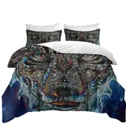 Tough Native American Wolf Painting Quilt Cover
